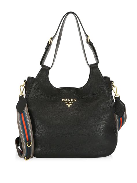 prada handbag black leather hobo|prada adjustable shoulder.